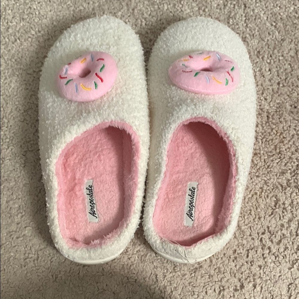 White and Pink Donut Slippers